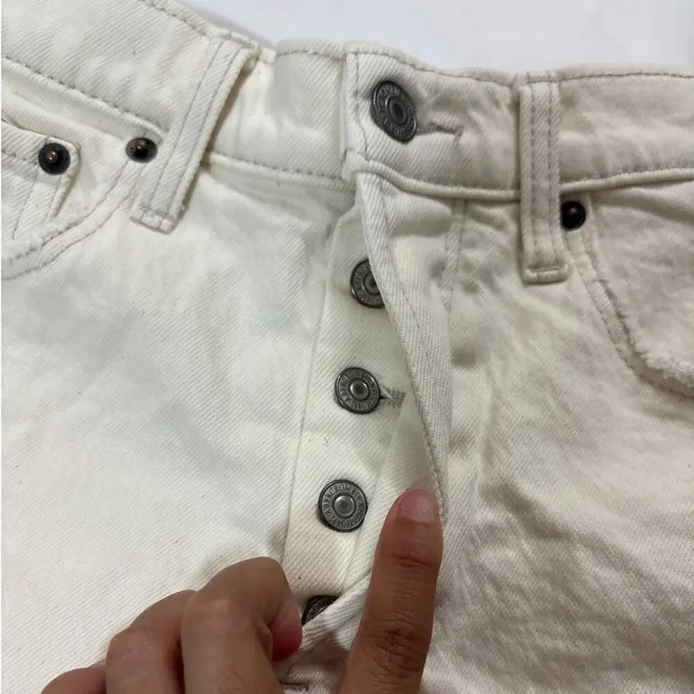 Abercrombie & Fitch Womens 25 The Dad Short High Rise Button Fly Summer Cream